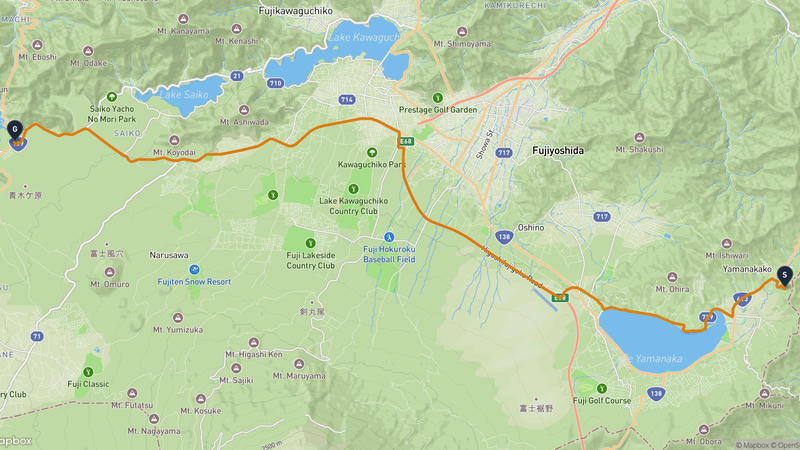 เส้นทางขับรถ Yamanakako-ทะเลสาบโชจิ