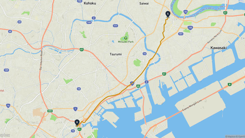 東芝未來科學館至橫濱天空大廈 徒步路线