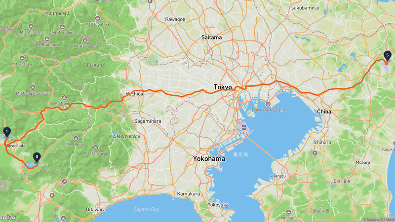 成田市至山中湖 驾车路线