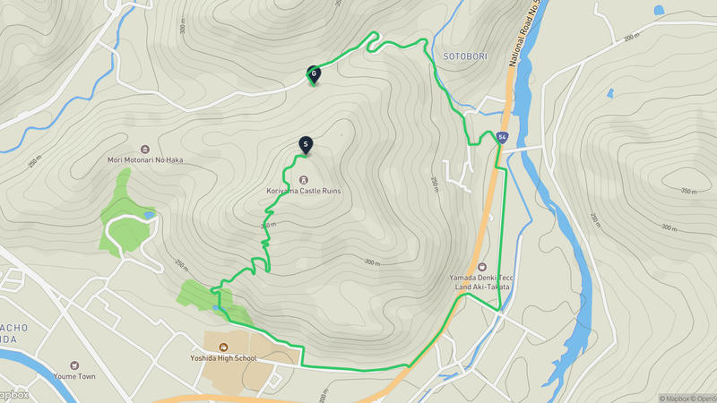 吉田郡山城 登山路線