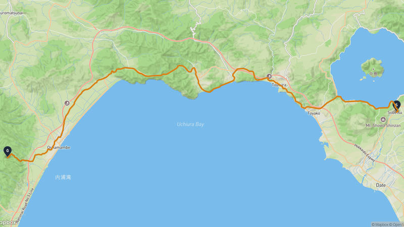 昭和新山至長万部町 骑行路线