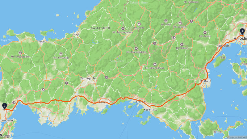 Hiroshima Castle to Sumiyoshi Shrine Hiking Route