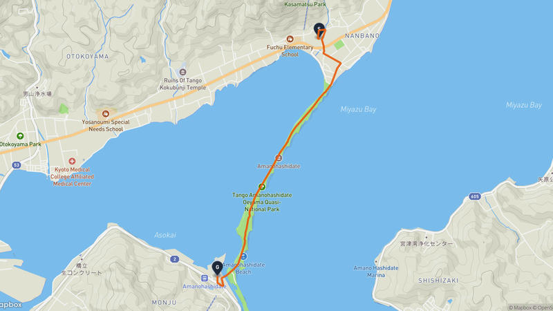 籠神社至智恩寺 騎行路線