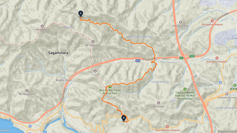 八王子市至高尾山 徒步路线