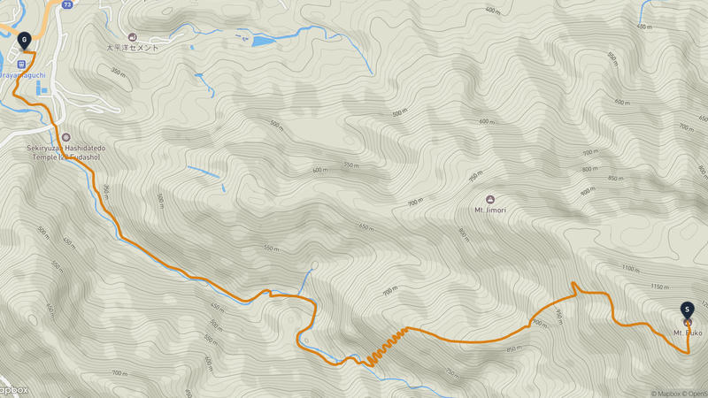 武甲山至秩父市 徒步路线