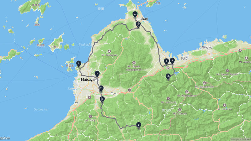 久万高原町至西条市 驾车路线