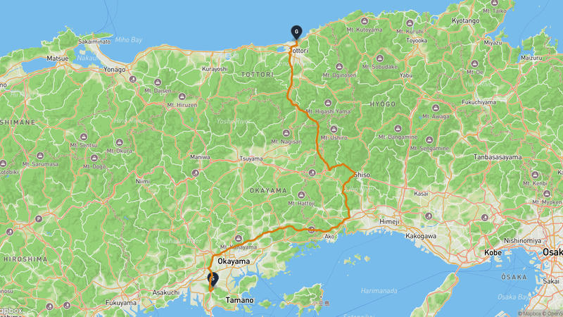Kurashiki to Tottori Sand Dunes Drive