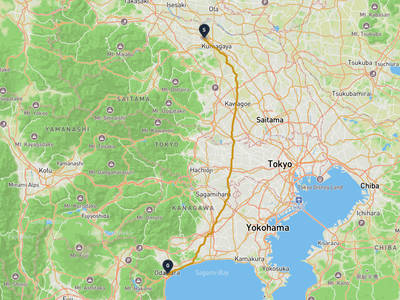 熊谷市 → 小田原城址公園