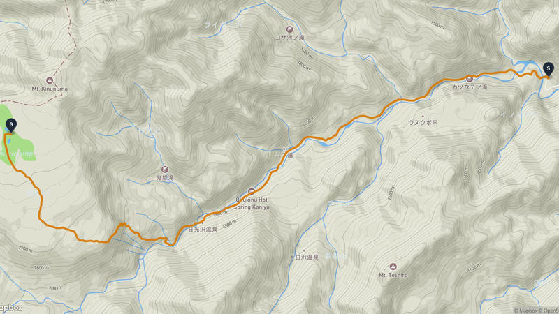 川俣温泉〜鬼怒川 ハイキングルート