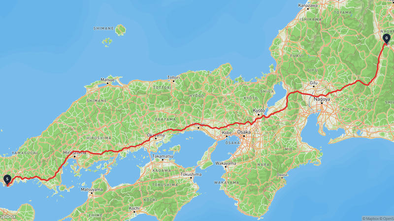 宇部市至SUWA玻璃之鄉美術館 駕車路線