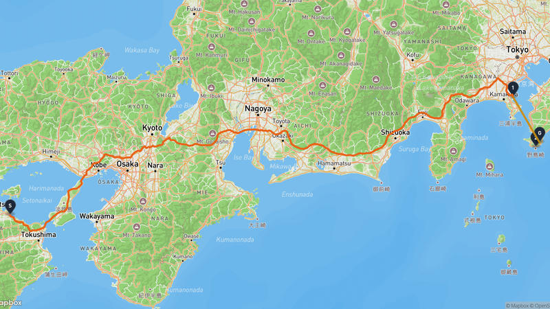 さぬき市至南房総市 驾车路线