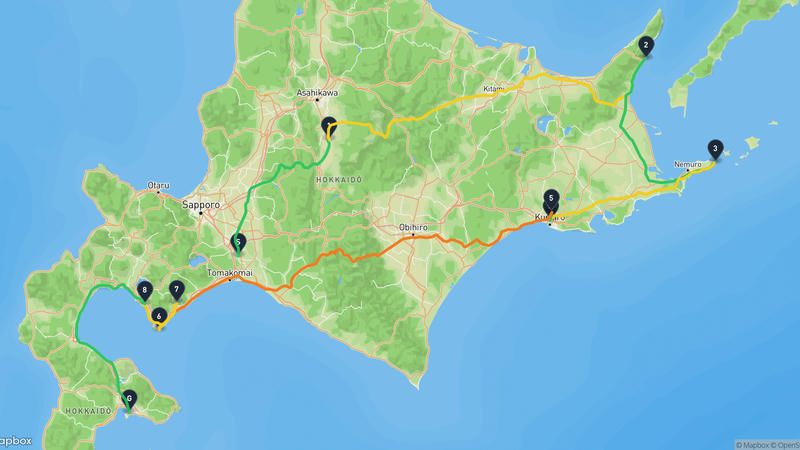 千歳市至函館朝市 登山路線