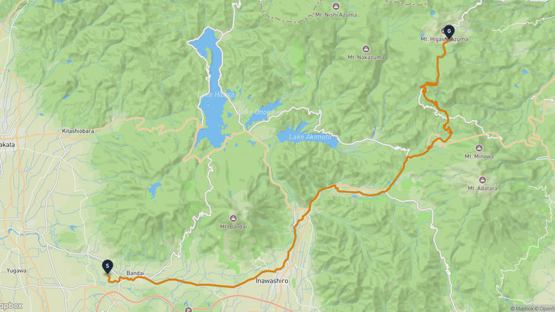 磐梯町至一切經山 騎行路線