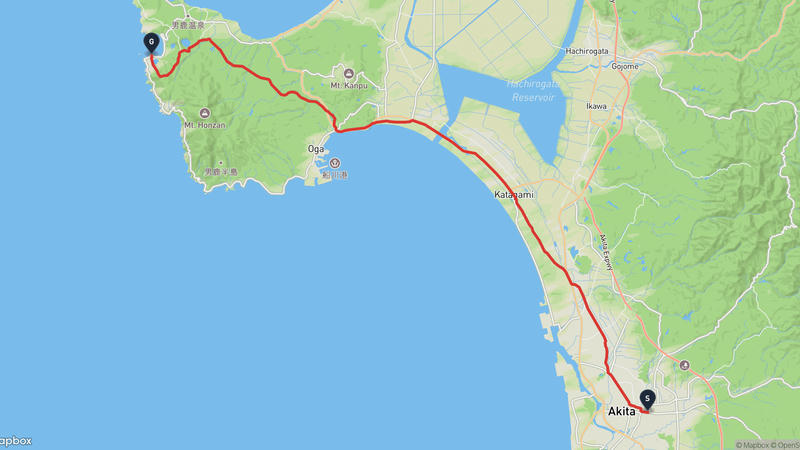 Akita Museum of Art to Oga Hiking Route