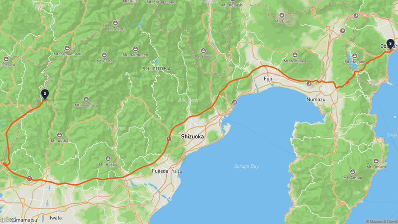 小田原城至浜松市天竜区 驾车路线