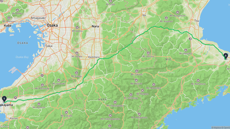 和歌山城至光明寺 登山路線