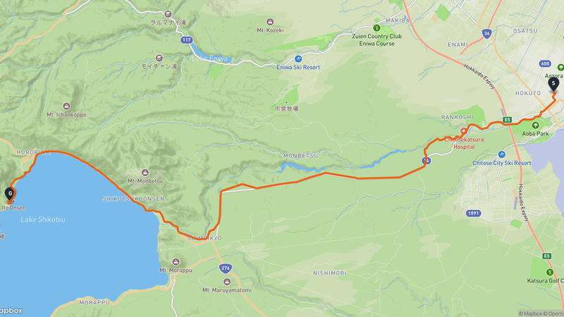 Chitose to Mount Eniwa Cycling Route