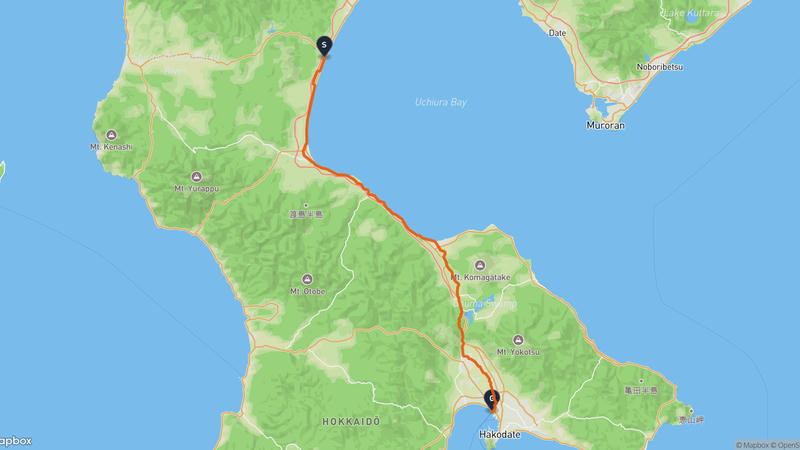 長万部町至函館港 骑行路线