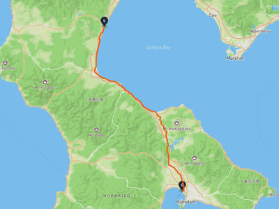 長万部町 → 函館港
