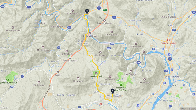 広島市安佐南区至広島市安佐北区 骑行路线
