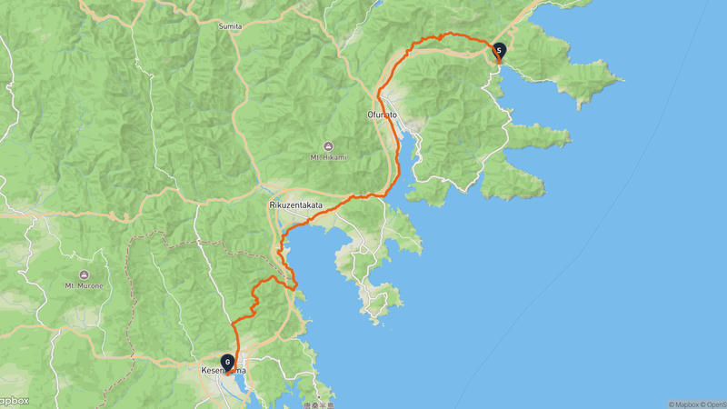 Ofunato to Kesennuma Fishing Port Hiking Route