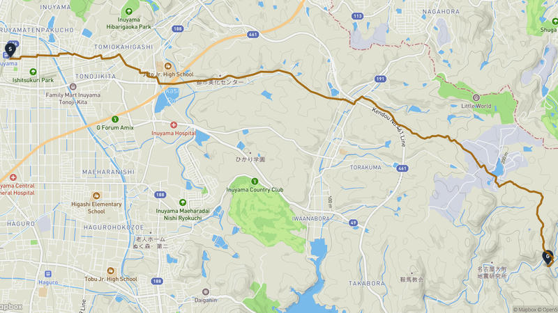 成田山名古屋別院大聖寺至犬山市 登山路線
