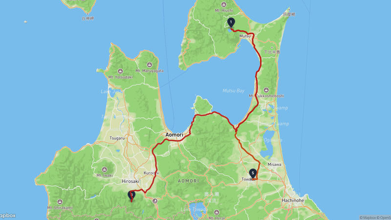 十和田市至弘前市 驾车路线