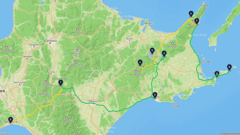 Tomakomai~Nemuro 하이킹 루트