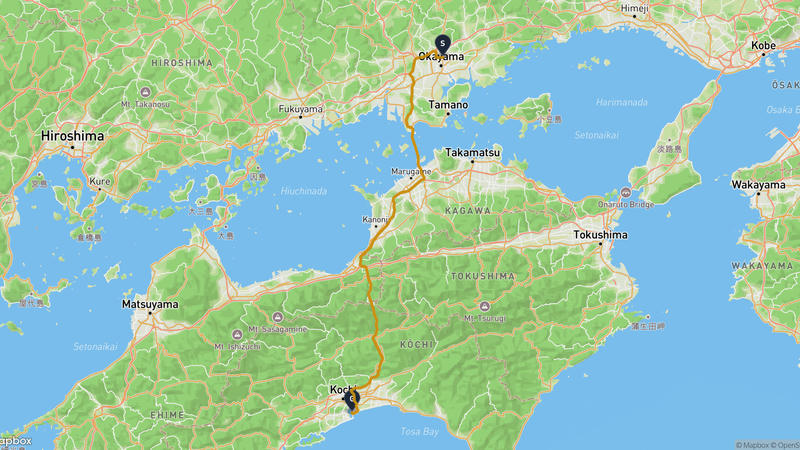 後樂園至高知縣立坂本龍馬紀念館 驾车路线