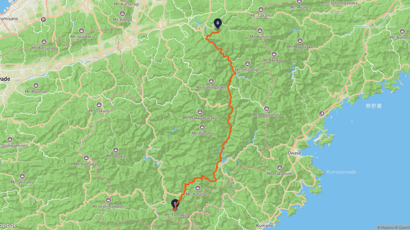 玉置山至丹生川上神社 駕車路線