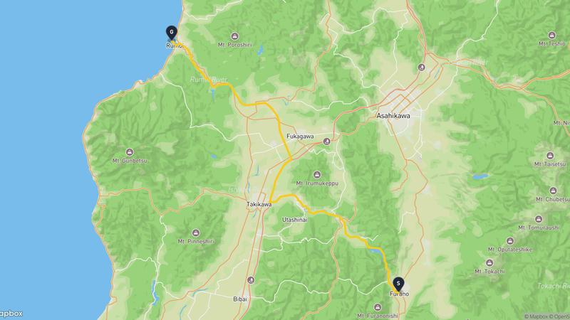 富良野市至留萌市 驾车路线