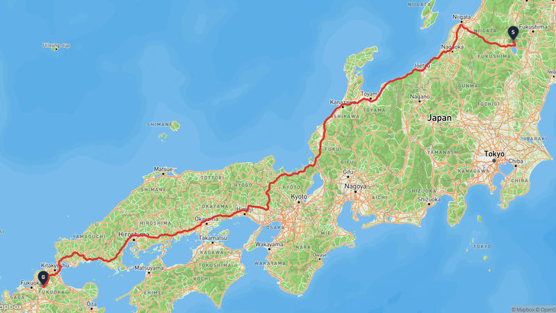 磐梯山〜飯塚市 ドライブルート