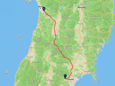 仙台市青葉区 → 秋田市