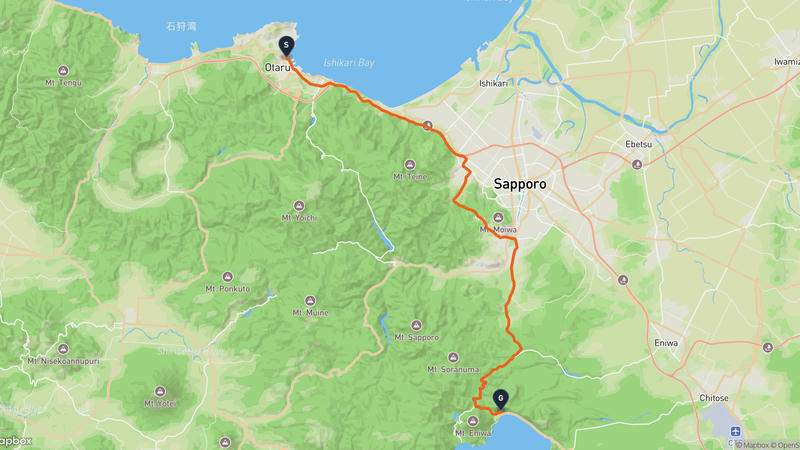 小樽運河至千歳市 驾车路线