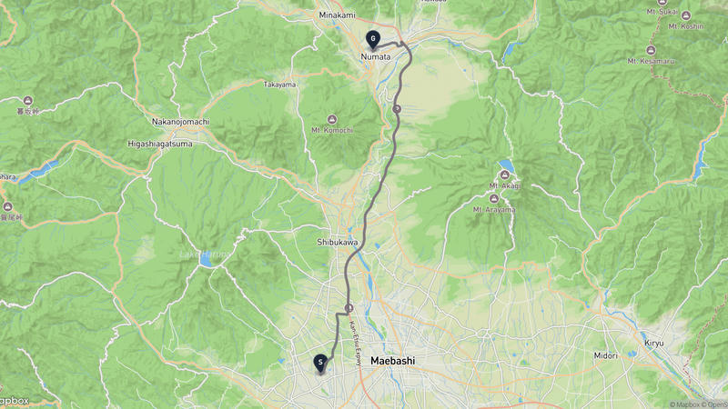 เส้นทางขับรถ Takasaki-Numata