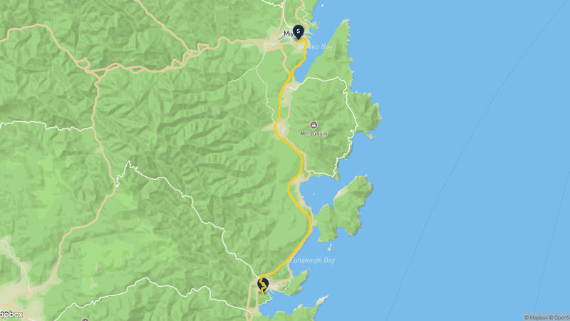 เส้นทางขับรถ Port of Miyako-Otsuchi