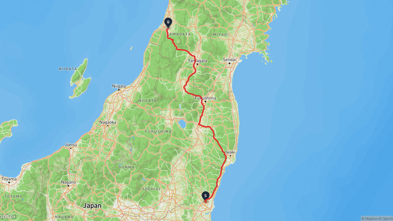 那珂市〜鶴岡市 ドライブルート
