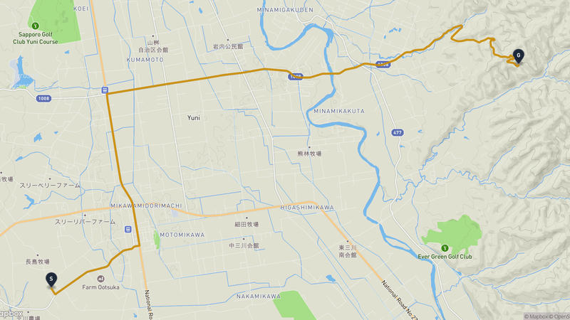 千歳市至栗山町 驾车路线