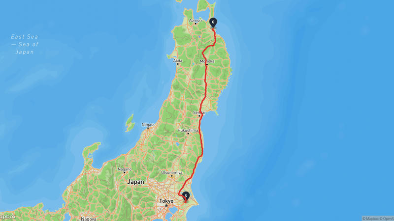 Narita~Misawa 드라이브 루트