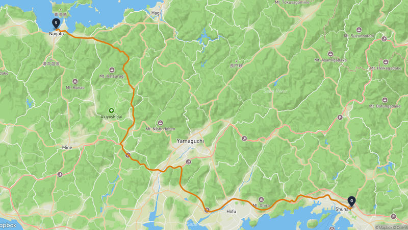 Nagato~Shunan 드라이브 루트