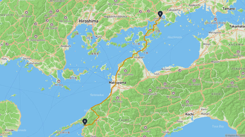 新尾道大橋至八幡浜市 骑行路线