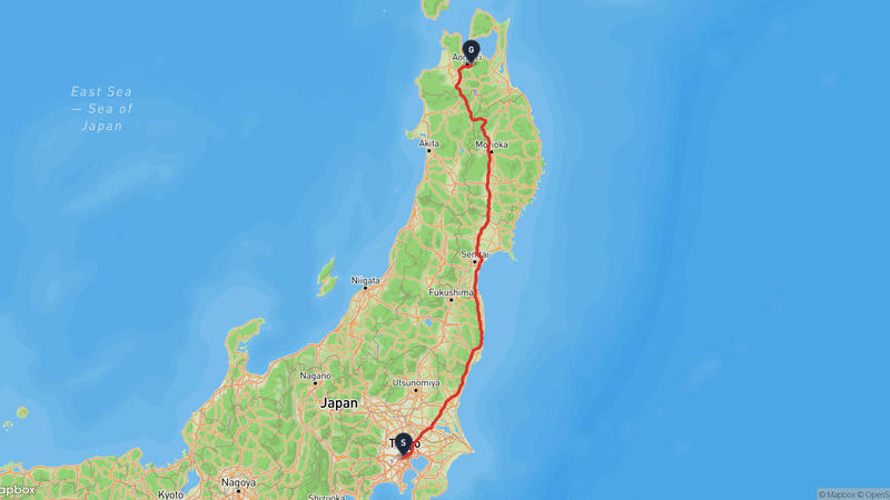 觀音寺至青森市 驾车路线
