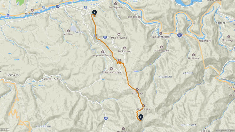 吉野行宮至吉野山 徒步路线