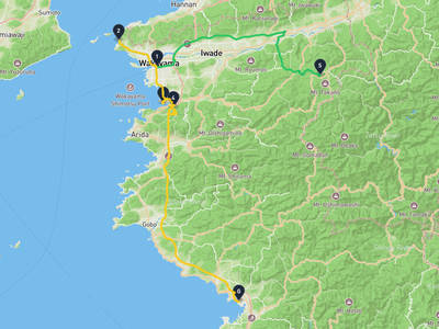 高野山 → 田辺城
