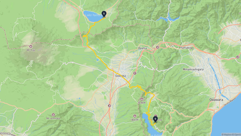 山中湖至箱根駒ヶ岳 駕車路線