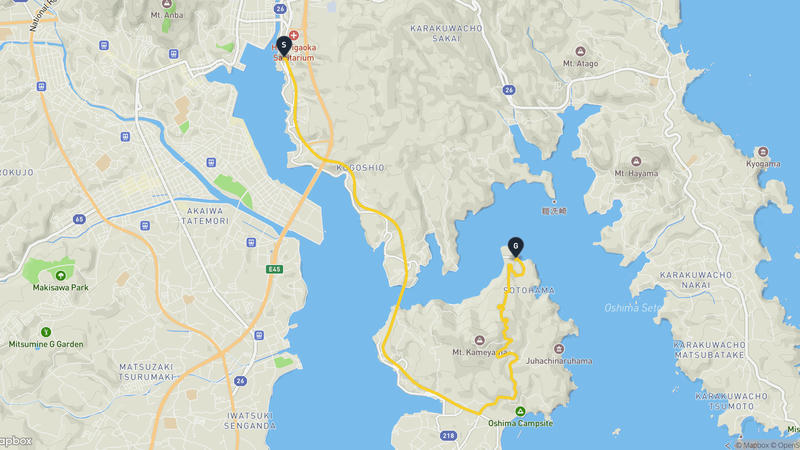 气仙沼渔港至大島 (宮城縣氣仙沼市) 驾车路线