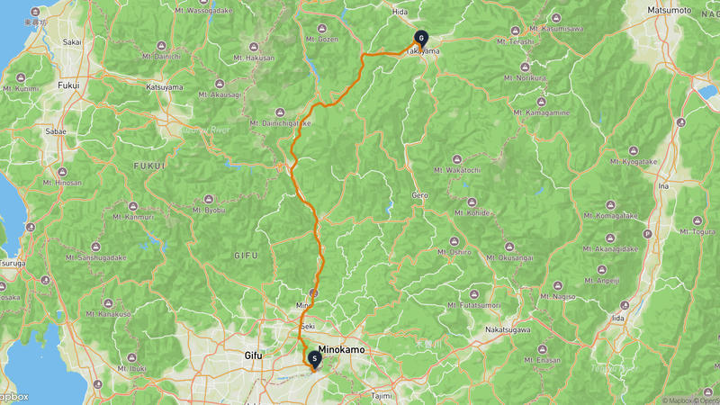 犬山城至高山城 驾车路线