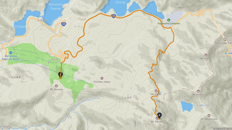 日光白根山 徒步路线