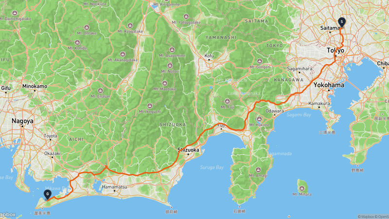 越谷市至田原市 駕車路線
