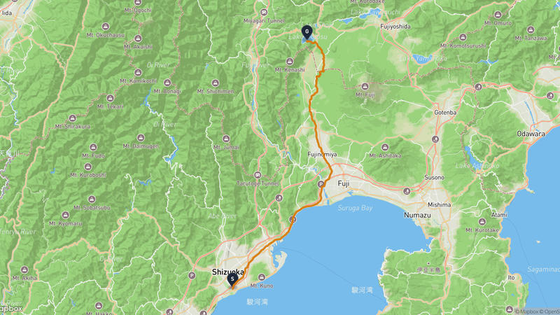 安倍川至本栖湖 徒步路线